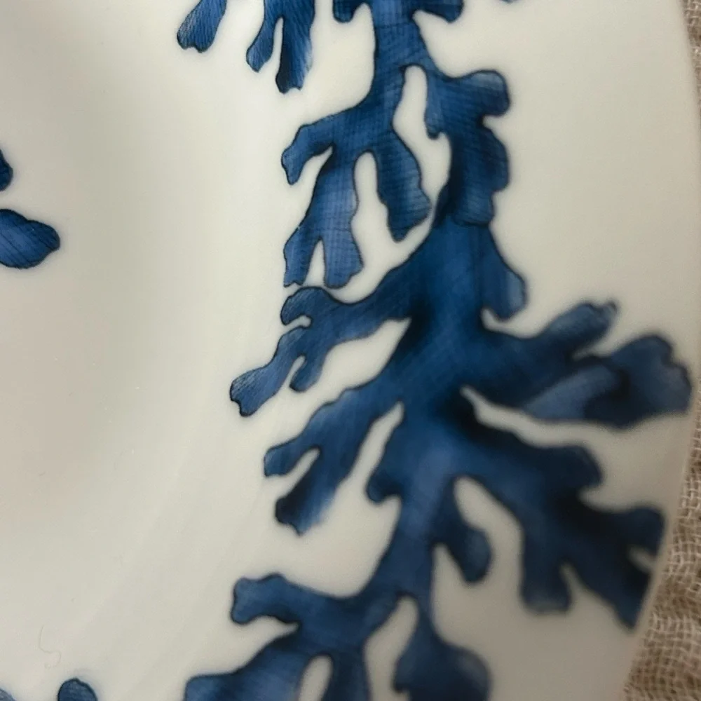 Z Gallerie Blue Coral Porcelain 8” Soup Bowls Set Of 2. Retired HTF.